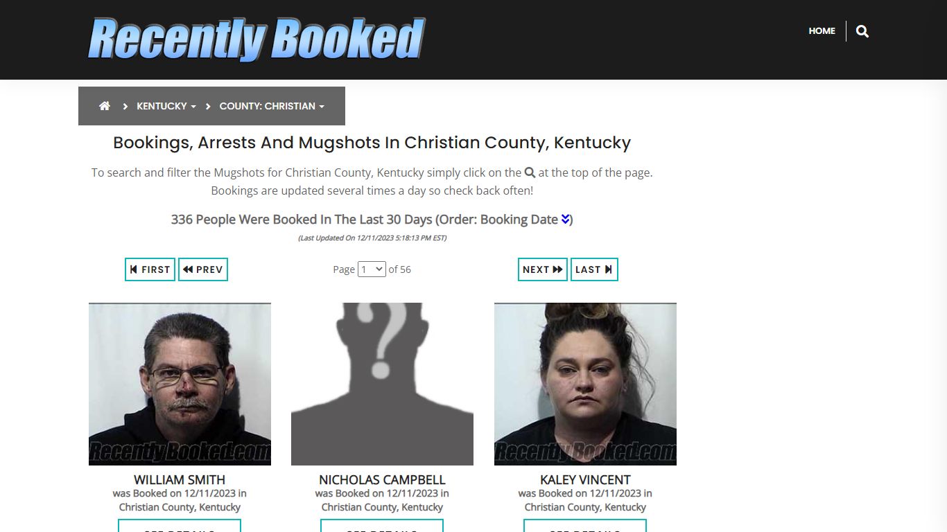 Bookings, Arrests and Mugshots in Christian County, Kentucky